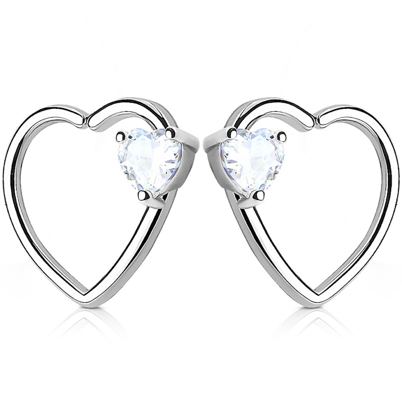Ørepiercing formet som hjerte med stenhjerte Piercing - Danmark