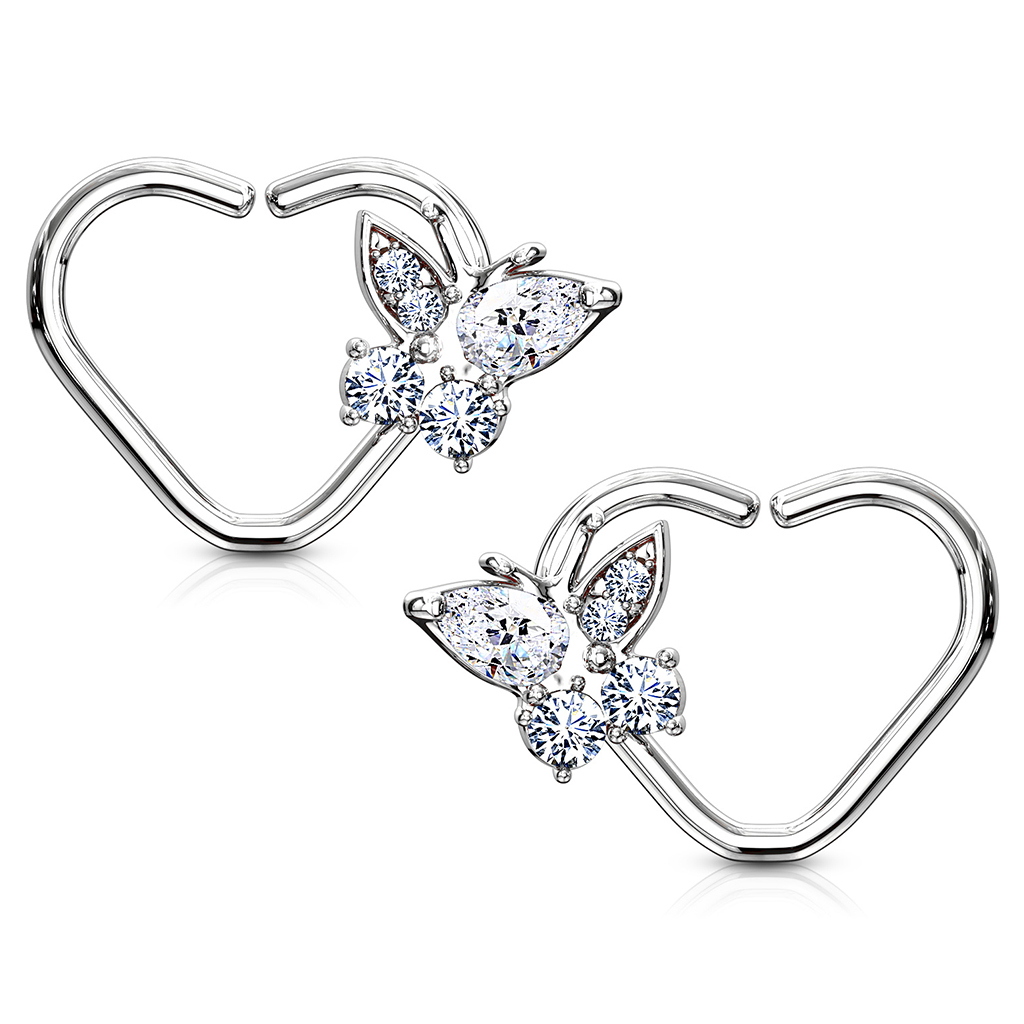 Ørepiercing formet som hjerte med sommerfugl Piercing - Danmark