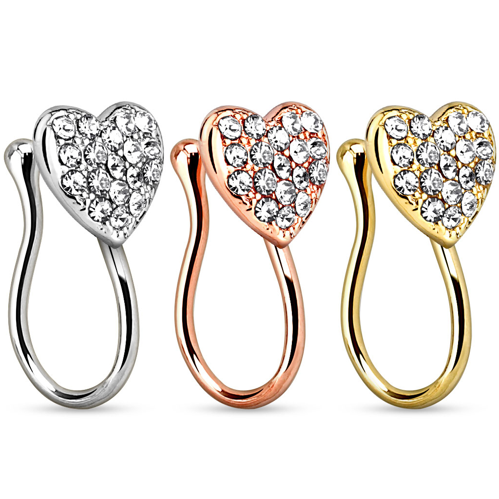 Fake næsepiercing med hjerte Kropspiercing - Danmark