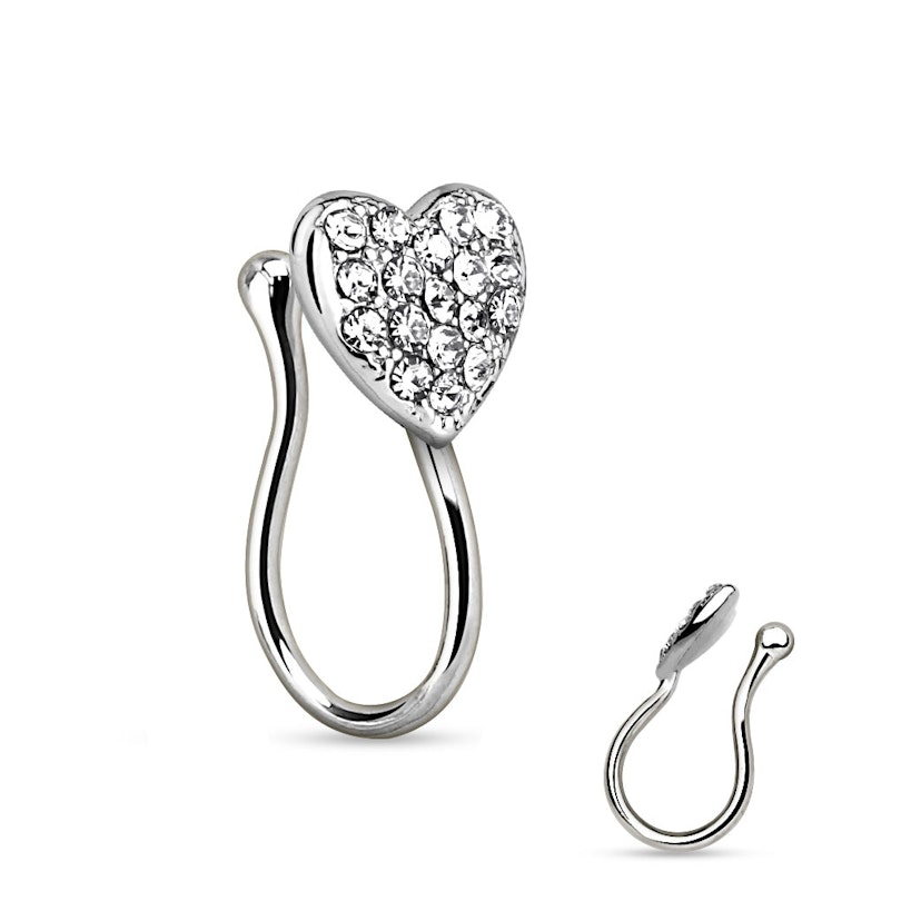 Fake næsepiercing med hjerte Kropspiercing - Danmark