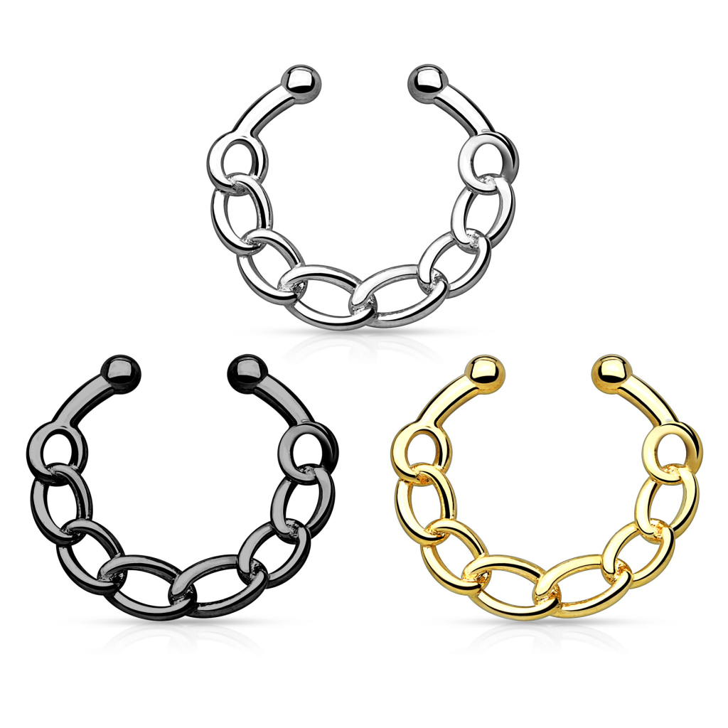 Fake septumpiercing med kæde Piercinger - Danmark