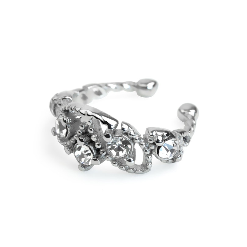 Smuk ear cuff med sten og kugler - sølv Piercing - Danmark