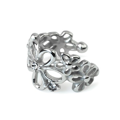 Ear cuff med blomster i kirurgisk stål