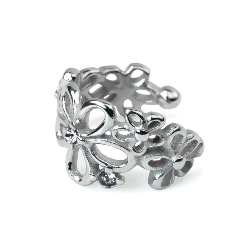 Ear cuff med blomster i kirurgisk stål Piercingsmykker - Danmark
