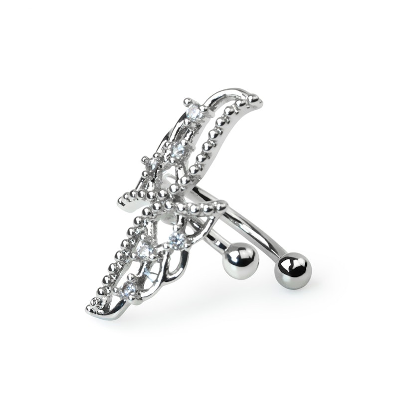 Ear cuff med vinger af kirurgisk stål - sølv Piercing - Danmark