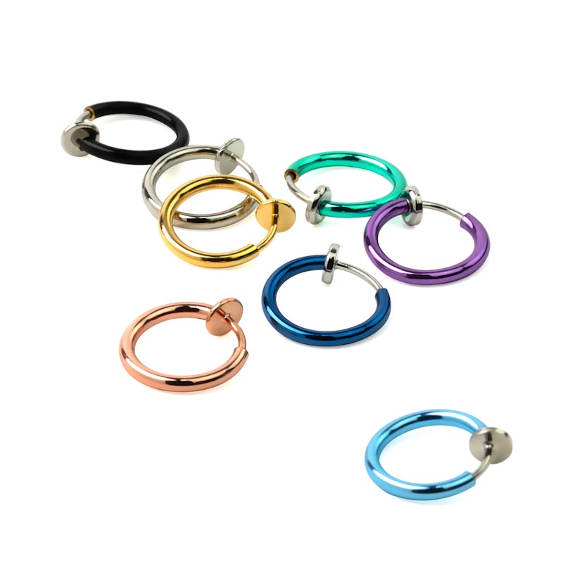 Pakke med 8 fake ringe Piercinger - Danmark
