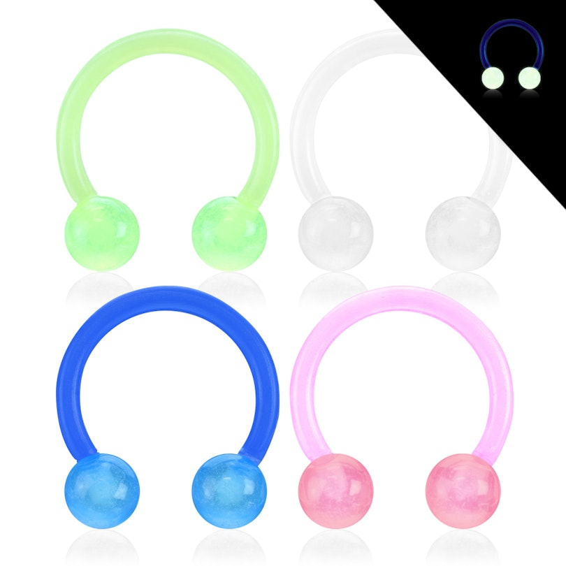 Hestesko af selvlysende akryl Piercinger - Danmark