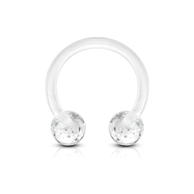 Hestesko af akryl med glitterkugler Piercingsmykker - Danmark