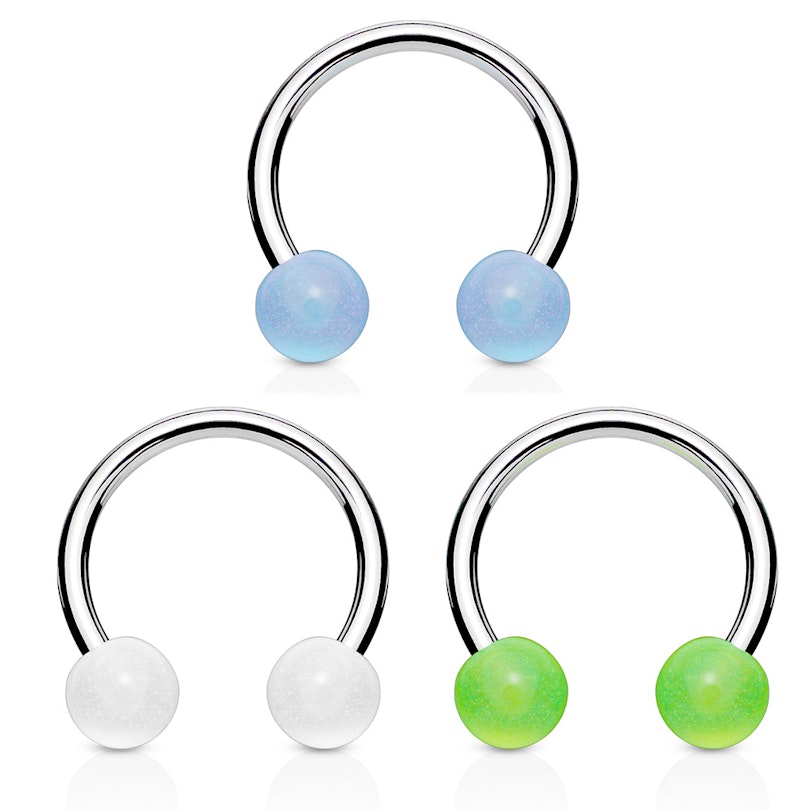 Sæt af tre hestesko med selvlysende kugler Piercinger - Danmark