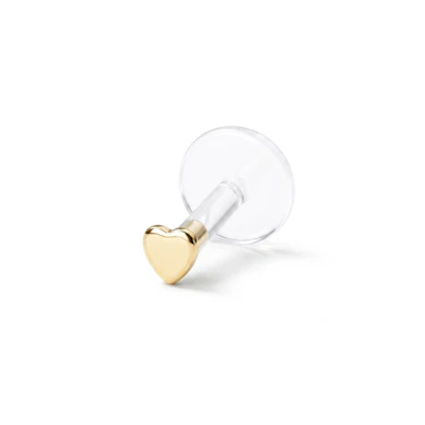 Labret af 14 karat guld med hjertetop