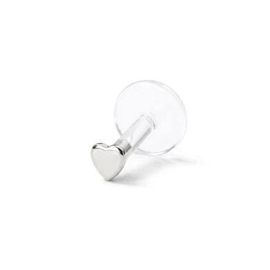 Labret af 14 karat guld med hjertetop-14K hvidguld / PTFE