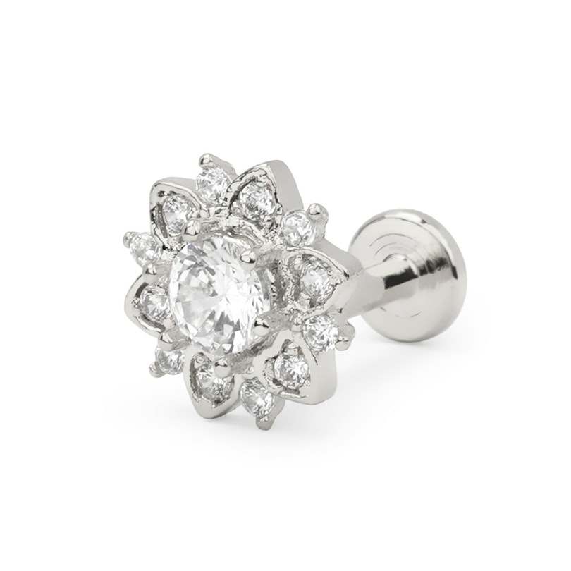 Labret med stenbesat lotusblomst og indvendigt gevind Piercing - Danmark