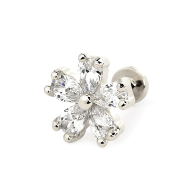 Labret med fembladet blomst og indvendigt gevind