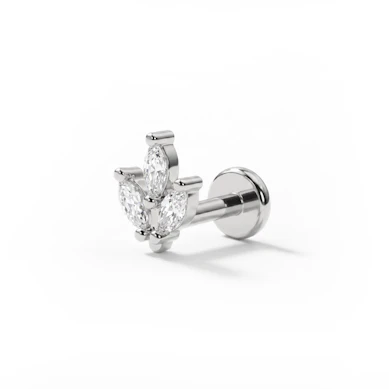Push-in labret med marquise-formet sten