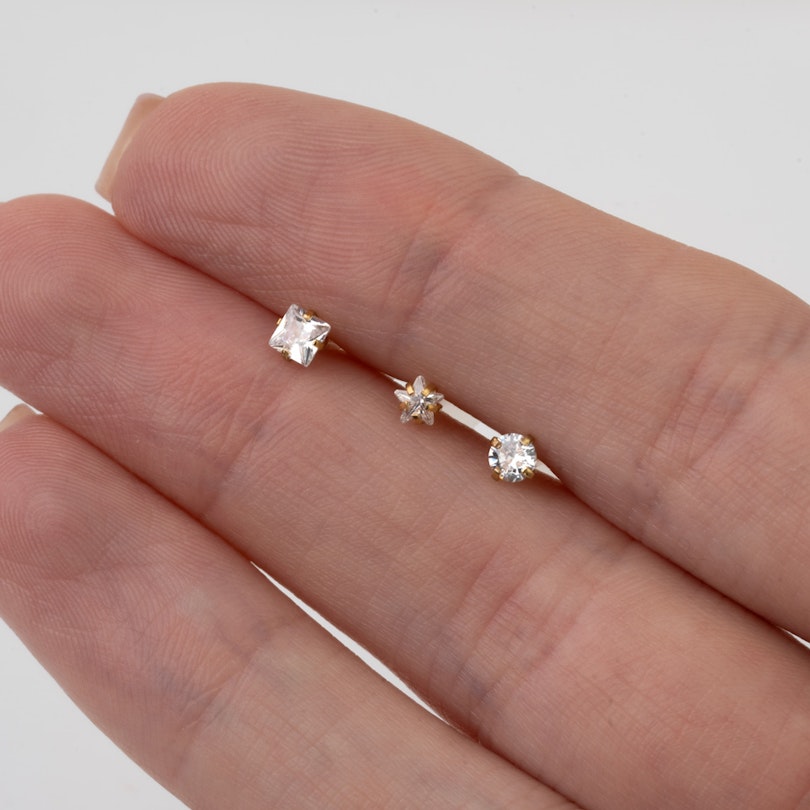 Labret af PTFE med grabbefattet sten i forskellige former Kropssmykker - Danmark