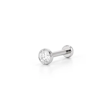 Push-in labret i titanium med indfattet sten