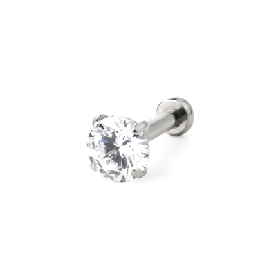 Push-in labret af titanium med sten i grabbefatning