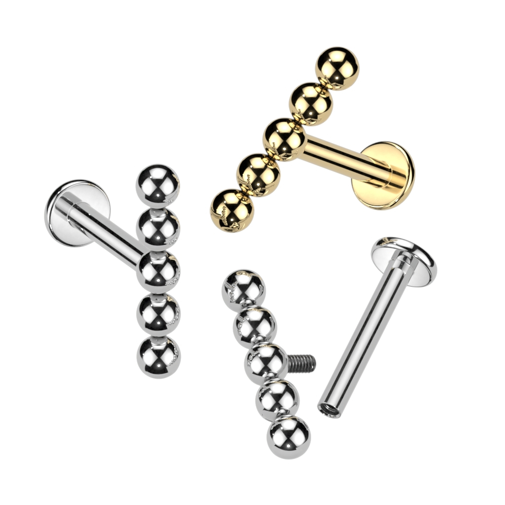 Labret af titanium med fem kugler Piercinger - Danmark