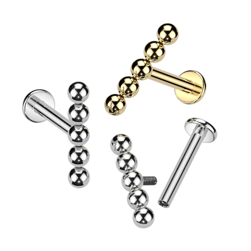 Labret af titanium med fem kugler Piercinger - Danmark