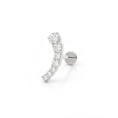 Push-in-labret af titanium med kurvet top og sten