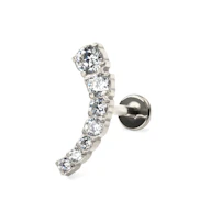 Push-in-labret af titanium med kurvet top og sten