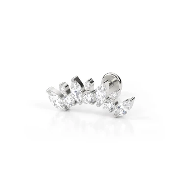 Labret af titanium med marquise-sten og runde sten