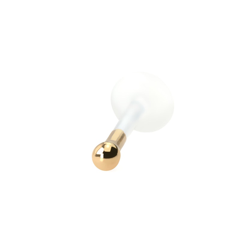 14 karat massiv guld labret med bioplast stav Piercing - Danmark
