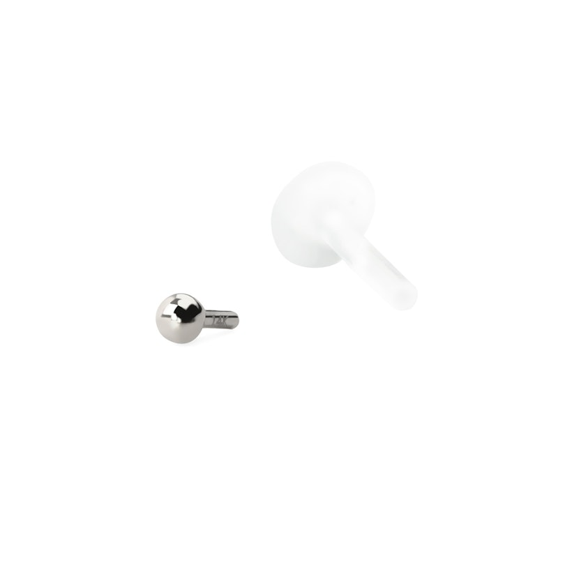 14 karat massiv guld labret med bioplast stav Piercing - Danmark
