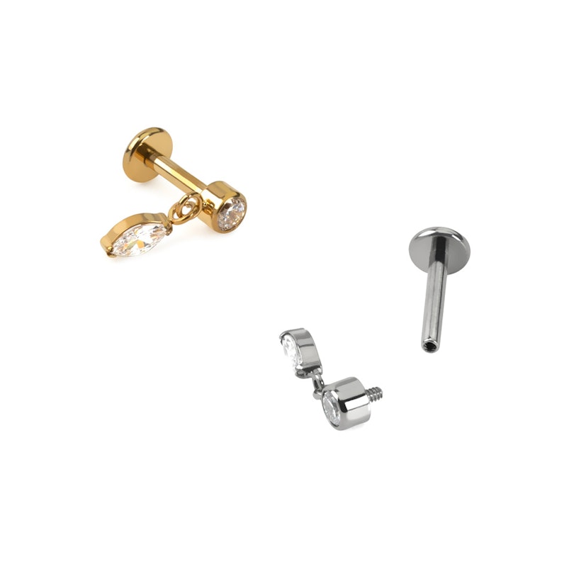 Labret af titanium med marquise-vedhæng Piercingsmykker - Danmark