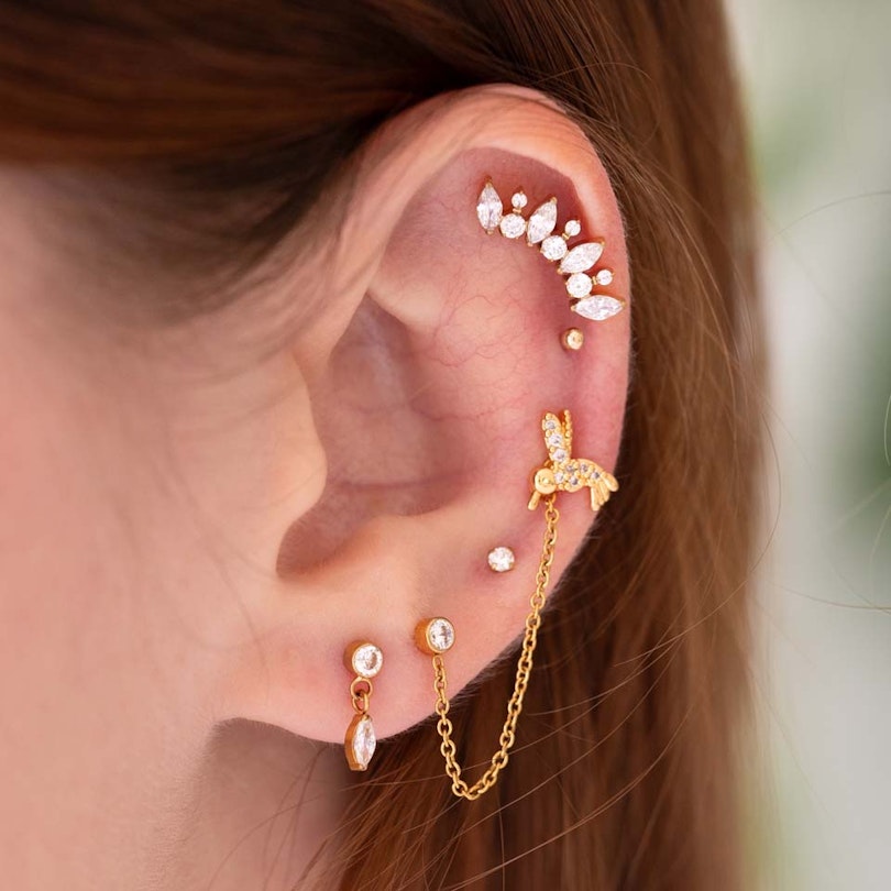 Labret af titanium med marquise-vedhæng Piercingsmykker - Danmark