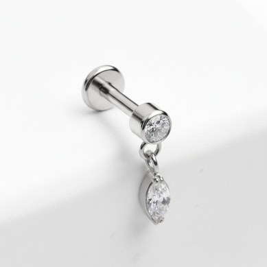 Labret af titanium med marquise-vedhæng