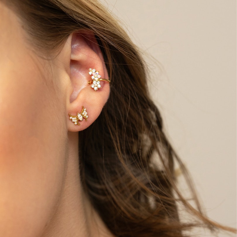 Titaniumlabret med sommerfugl og sten Kropspiercing - Danmark