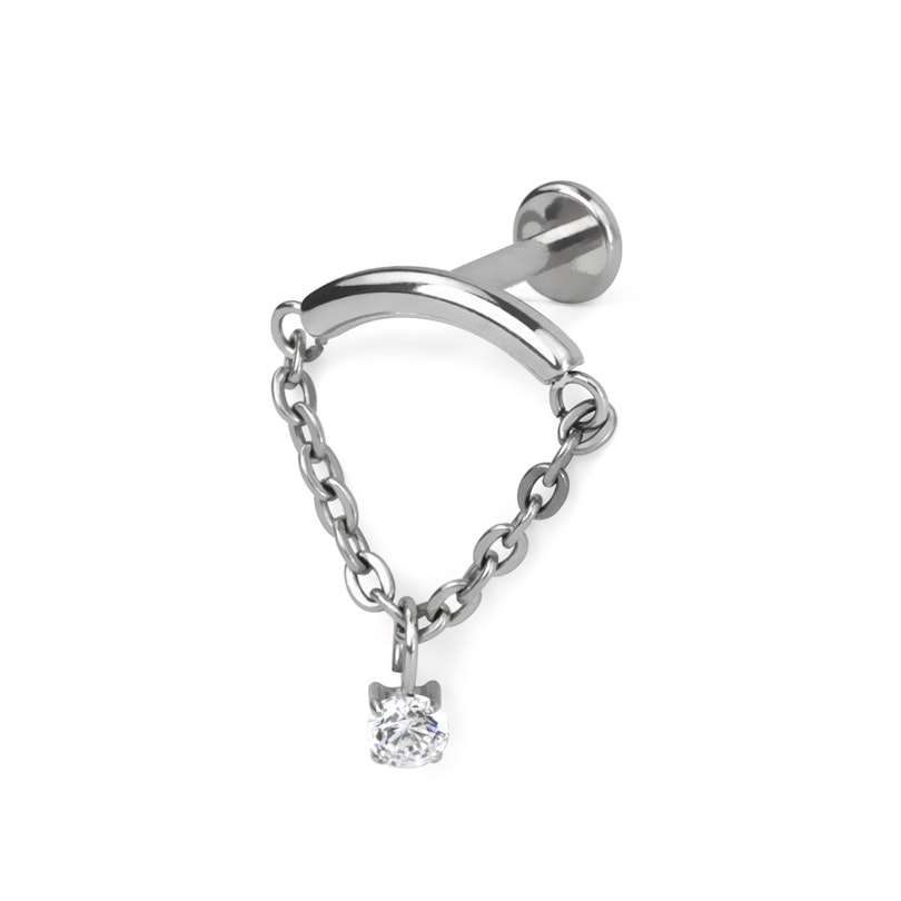 Buet labret med kæde og stenvedhæng Piercing - Danmark