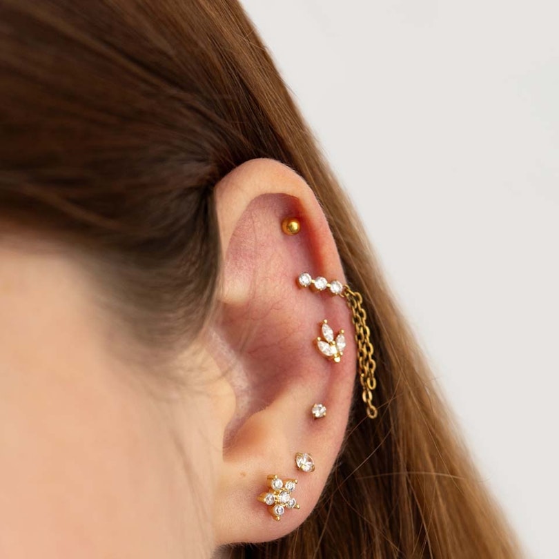 Titaniumlabret med hjerteformet flad bagende Kropspiercing - Danmark