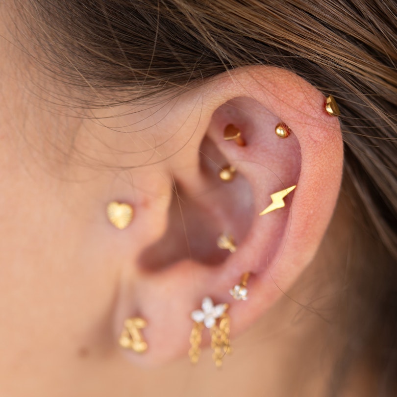 Titaniumlabret med hjerteformet flad bagende Kropspiercing - Danmark