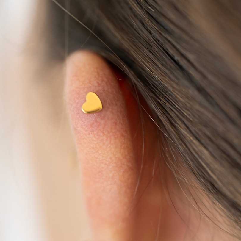 Titaniumlabret med hjerteformet flad bagende Kropspiercing - Danmark