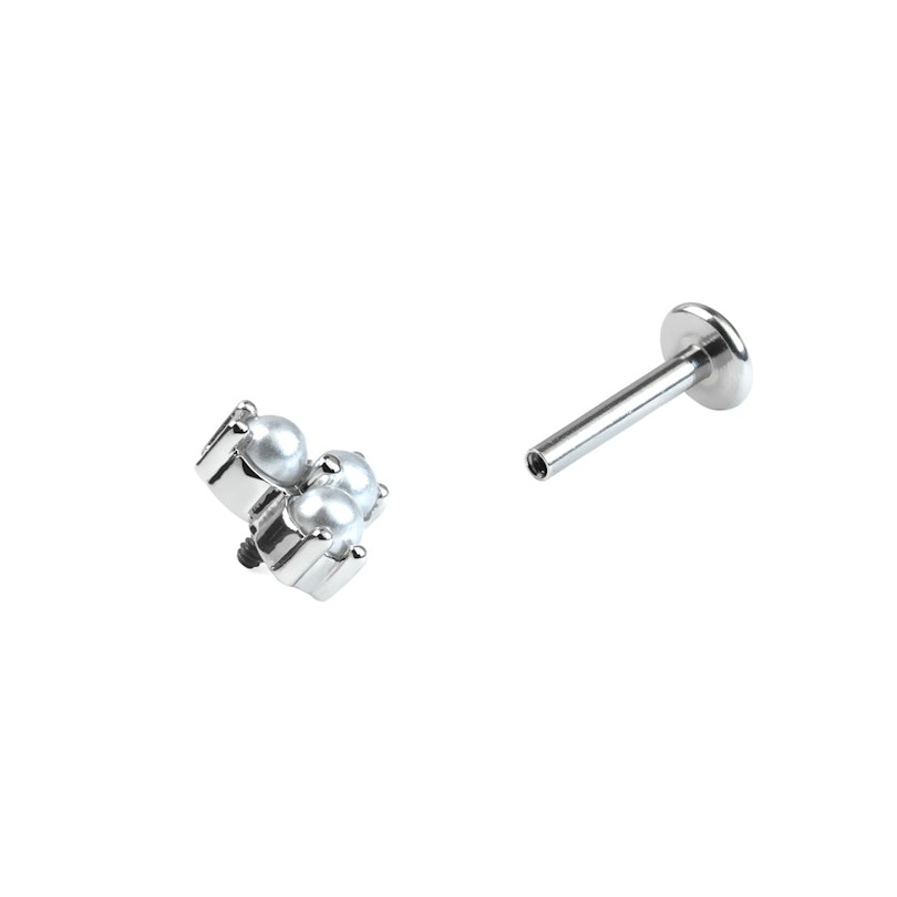 Fin labret med trio af kunstige perler Kropssmykker - Danmark