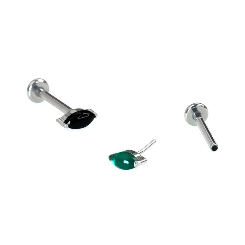 Titaniumlabret med naturlig sten Kropspiercing - Danmark