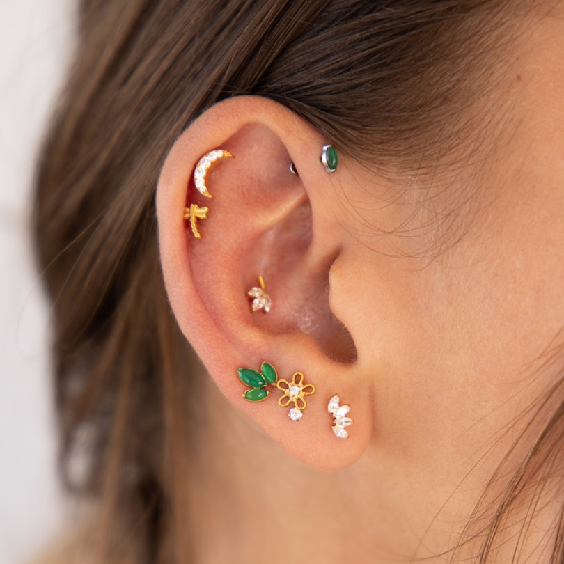 Titaniumlabret med naturlig sten Piercinger - Danmark