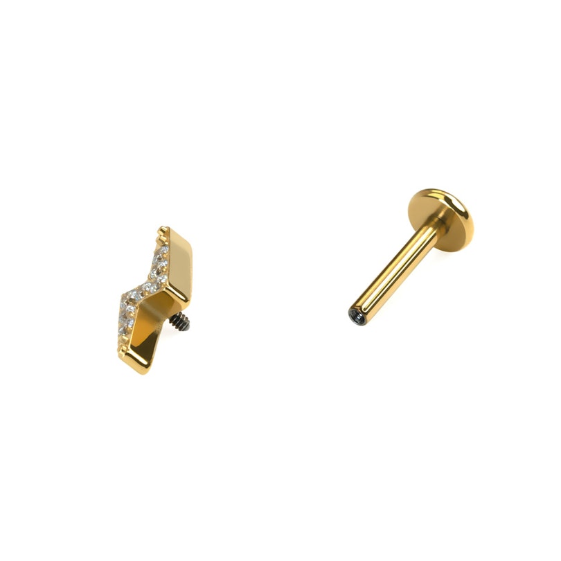 Tordenkile-labret af titanium med sten Piercingsmykker - Danmark