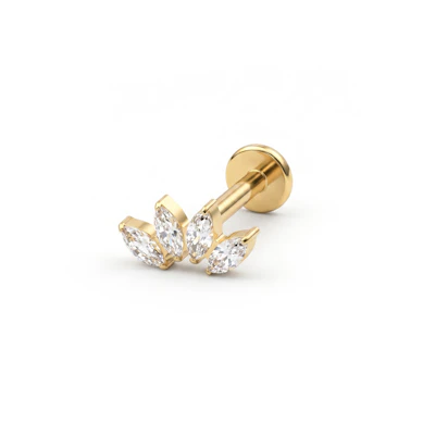 Titaniumlabret med fire marquise-sten