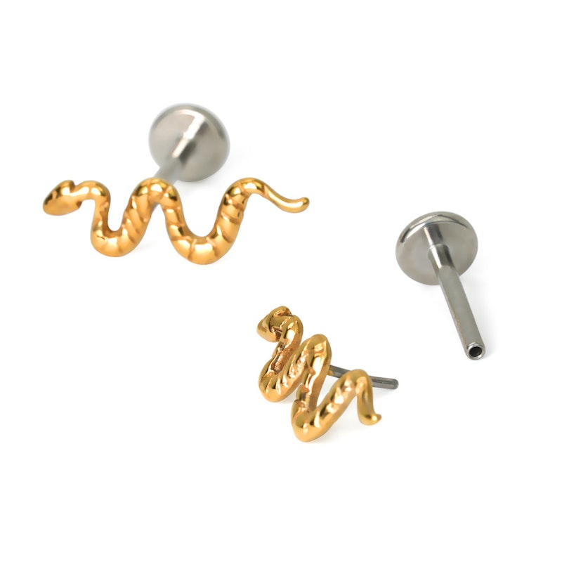 Push-in labret af titanium med slange Piercing - Danmark