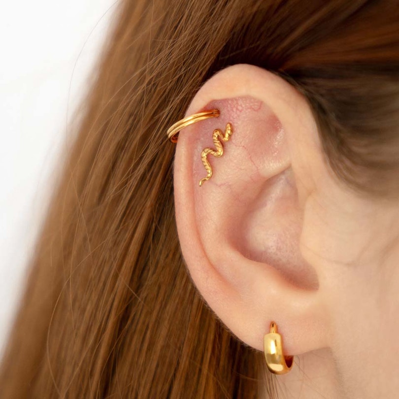 Push-in labret af titanium med slange Piercingsmykker - Danmark