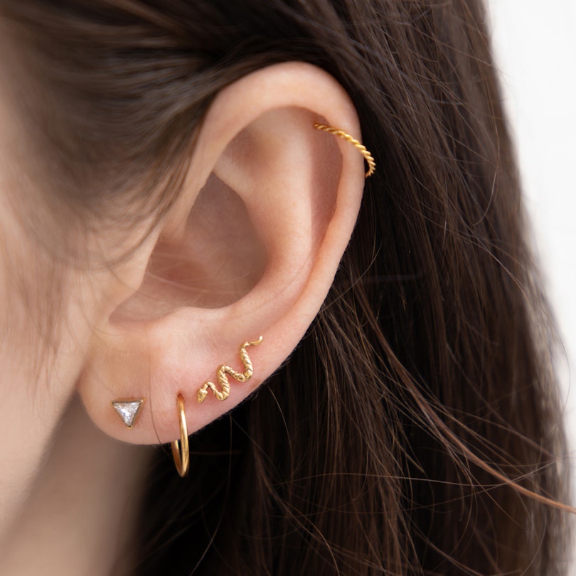 Push-in labret af titanium med slange Piercingsmykker - Danmark