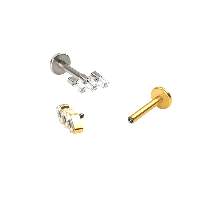 Labret af titanium med baguette-sten Kropssmykker - Danmark