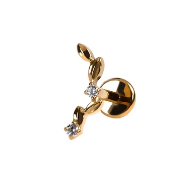 Titaniumlabret med buet design af blade og sten