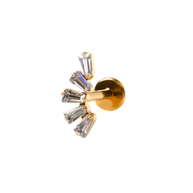 Titaniumlabret med baguette-skårne sten