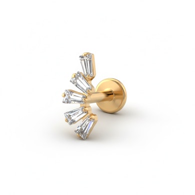 Titaniumlabret med baguette-skårne sten