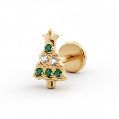 Labret med juletræ af titanium
