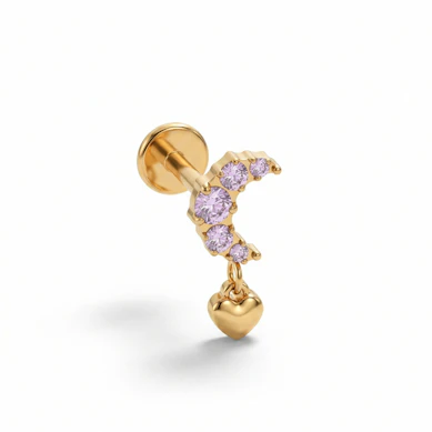 Titaniumlabret med måne og pink sten